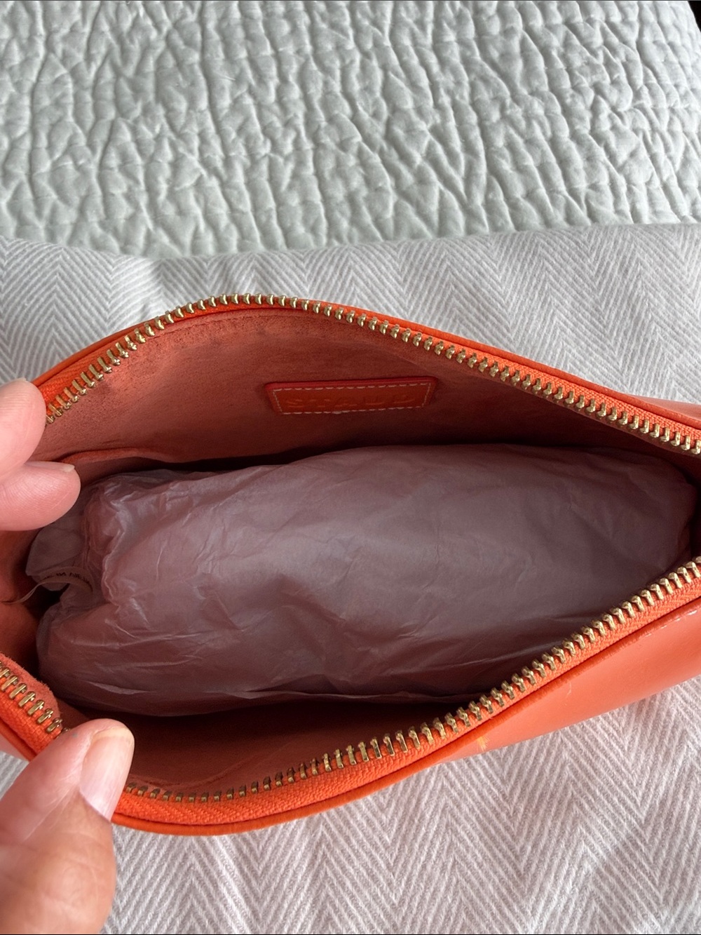 Staud Orange Leather Zip Pouch - Picture 3 of 4